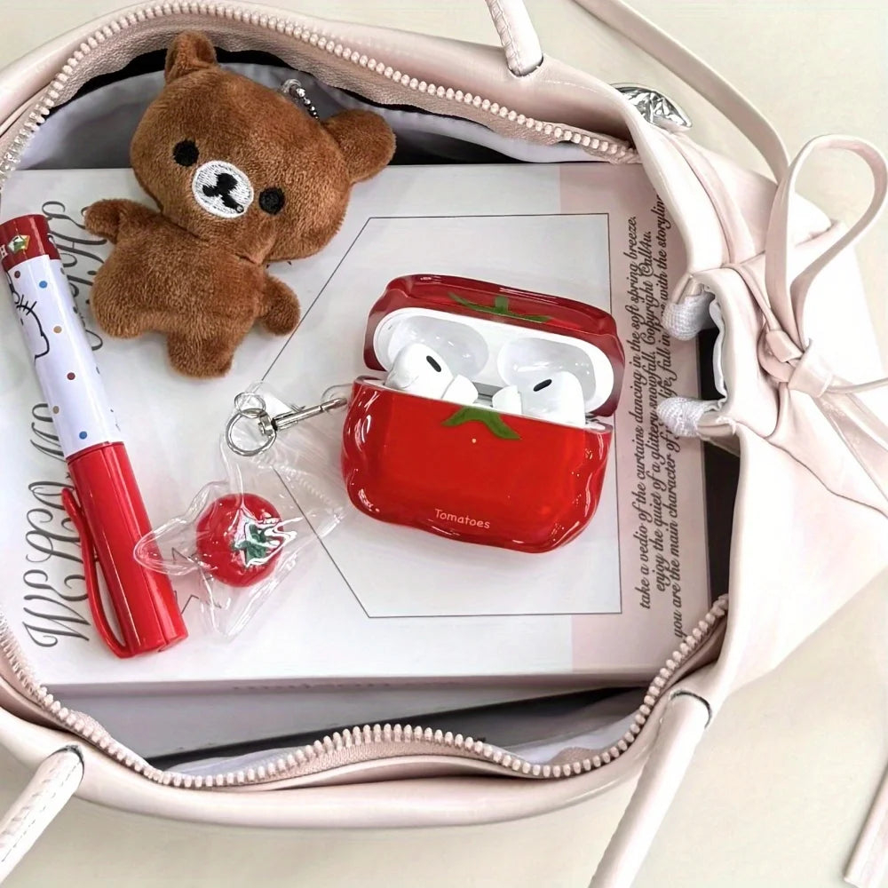 [Jm] Niche cute semi-transparent tomatoes are suitable for airpods 4th generation bluetooth headset case 2nd/3rd generation