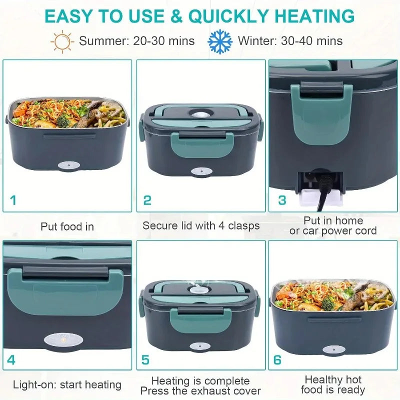 Portable Electric Food Warmer Lunch Box 1.5L 60W - Leak Proof Food Heater for Car, Home, Office & Travel Beauty World Shop