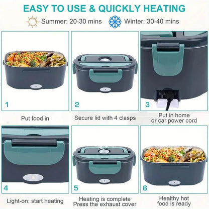 Portable Electric Food Warmer Lunch Box 1.5L 60W - Leak Proof Food Heater for Car, Home, Office & Travel Beauty World Shop