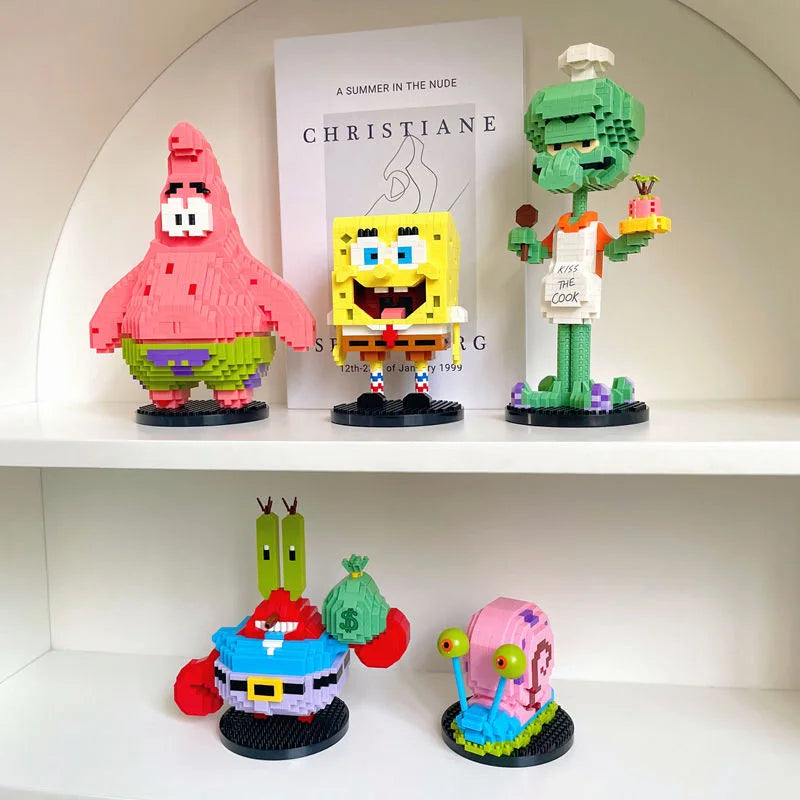 Anime SpongeBob SquarePants Micro particles Block City  Patrick Star Squidward Building Blocks Kids Toys Birthday Gifts Beauty World Shop