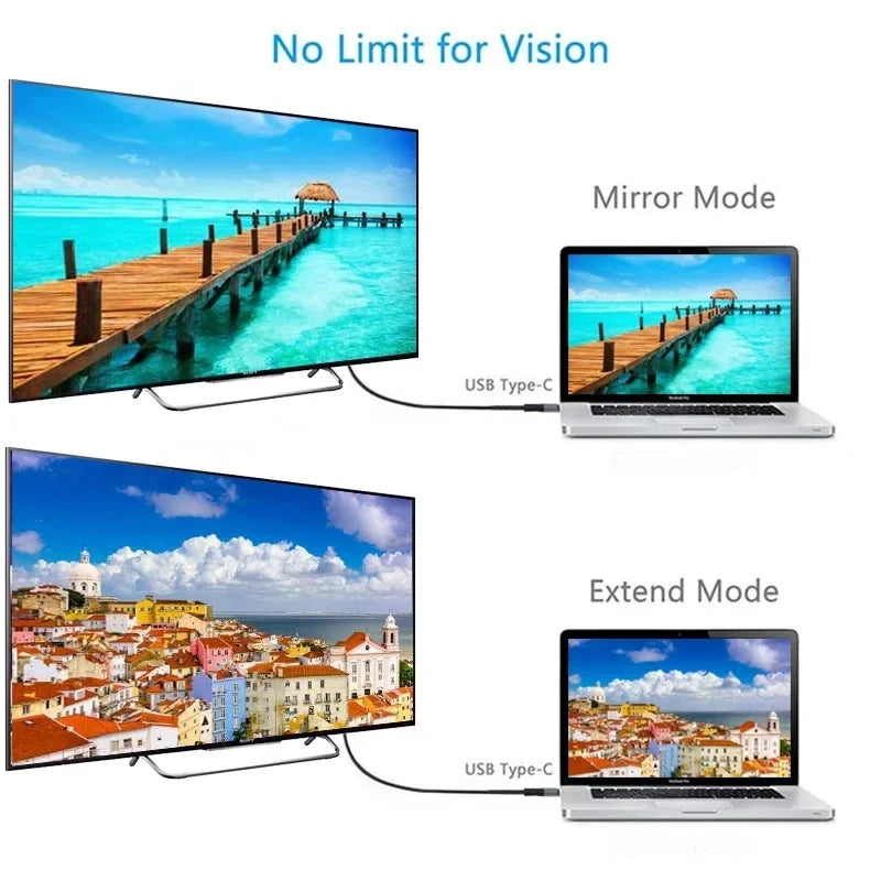 Typec to HDMI 4K 60Hz HD Video Conversion Cable Same Screen Cable TV Computer 2 Meters Braided Screen Projection Cable Packaging Beauty World Shop