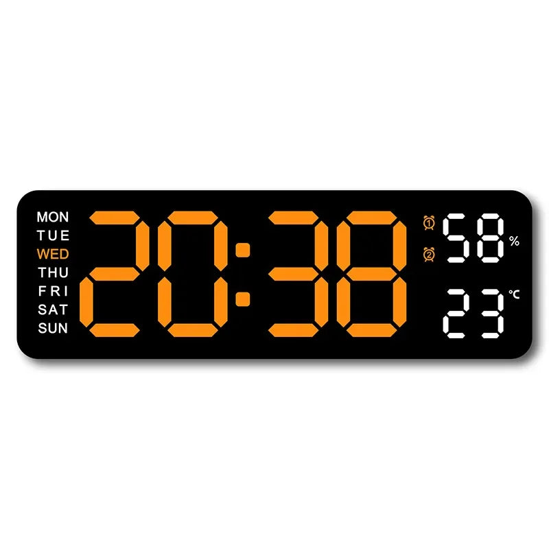 9 Inch Large Digital Wall Clock USB Powered TEMP Humidity Week Auto Dimmer DST Table Clock 12/24H Electronic LED Alarm Clock Beauty World Shop