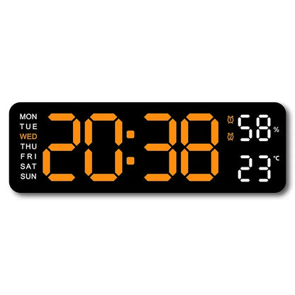 9 Inch Large Digital Wall Clock USB Powered TEMP Humidity Week Auto Dimmer DST Table Clock 12/24H Electronic LED Alarm Clock Beauty World Shop