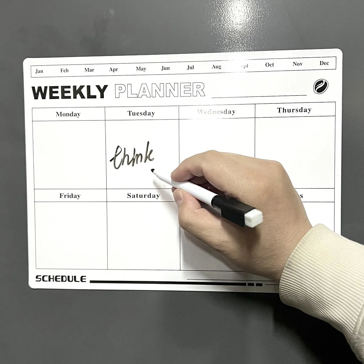 Magnetic Refrigerator Calendar Sticker - Reusable Weekly/Monthly Planner, Customizable Note Board for Home Office Beauty World Shop