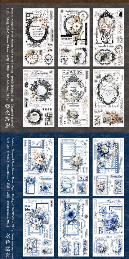 Journal GO 6pcs Flower Shadow Decorative Sticker Fresh Plant Flowers Collage Scrapbooking Label Diy Diary Journal Planner Label Beauty World Shop