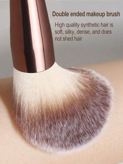 7pcs Professional Makeup Brush Set, Includes: 4pcs Dual-Ended Face Brushes, 1pc Angled Brush, 1pc Short Handle Foundation Brush, Beauty World Shop