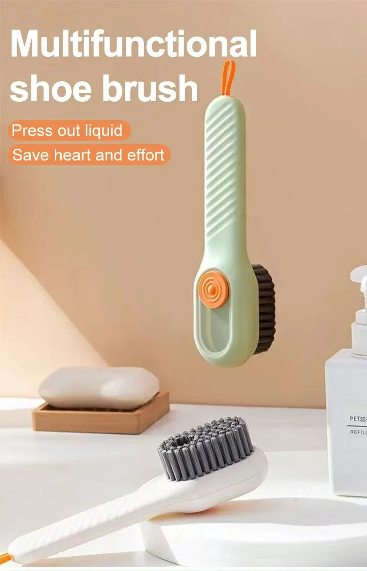 Multifunction Cleaning Shoe Brush Soft Automatic Liquid Shoe Brush Long Handle Clothes Soap Brush With Hook Clean Tool Beauty Fashion