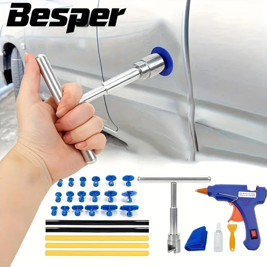 Car Dent Repair Tool Auto Body Part Mechanical Sheet Metal Paintless Dent Removal Puller Kit Hand Tools Kit Set Beauty World Shop