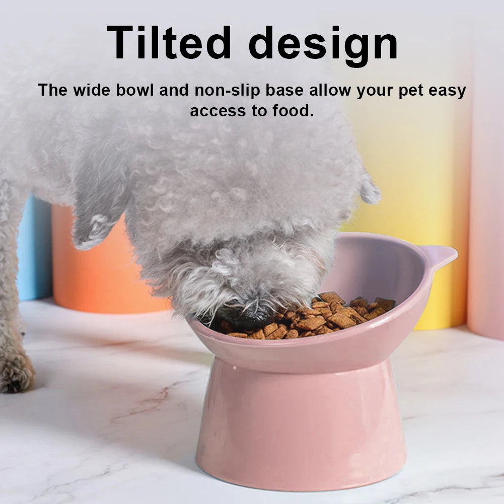 Tilted Cat Food Bowl Elevated Cat Bowl Ergonomic Cat Food Dish Anti Vomiting Plastic Feeding Bowl Non Slip for Flat- Faced Cats Beauty World Shop