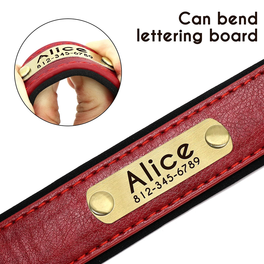 Customized Leather Dog Collar Leash Set Soft Padded Leather Collar For Small Medium Large Dogs With Free Engraved Nameplate Beauty World Shop