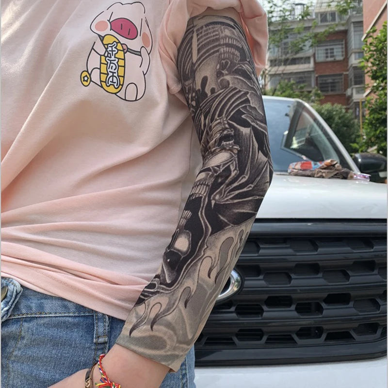 6 PCS Tattoo Sleeves Unisex Summer Cycling Sun Protection Arm Covers Beach Driving Fishing Breathable Nightclub Elastic Sleeves Beauty World Shop