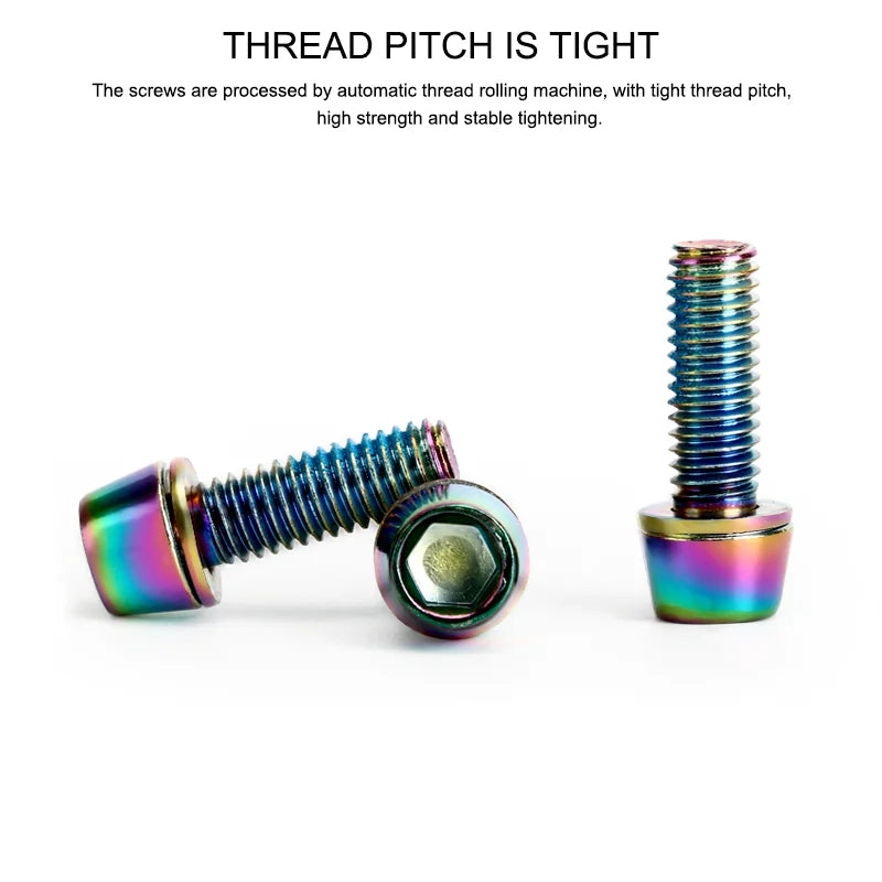 6 Pcs Bicycle Disc Brake Caliper Bolt Clamp Fixed Screws M6*18MM Titanium-plated Colorful Stainless Steel For MTB Mountain Bike Beauty World Shop