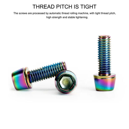 6 Pcs Bicycle Disc Brake Caliper Bolt Clamp Fixed Screws M6*18MM Titanium-plated Colorful Stainless Steel For MTB Mountain Bike Beauty World Shop