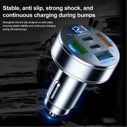 250W 5 Ports Car Charger Fast Charging PD QC3.0 USB C Car Phone Charger Adapter With Voltage For iPhone Samsung Huawei Xiaomi Beauty World Shop