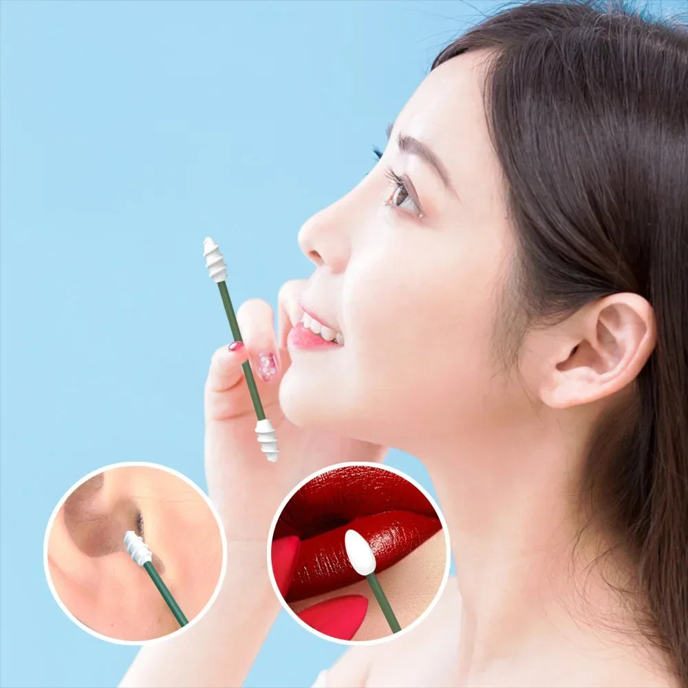 2Pcs Reusable Silicone Ear Swabs with Case Ear Cleaning Cosmetic Silicone Buds Swabs Sticks Double-headed For Cleaning Makeup Beauty Trend Shop