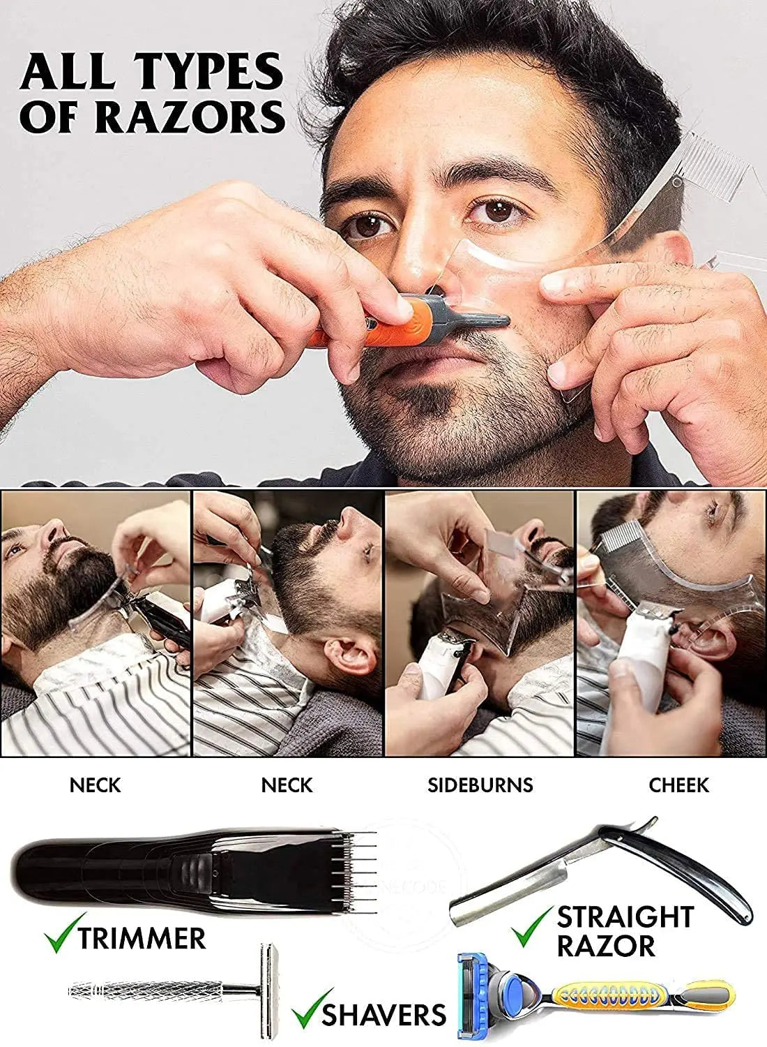 Beard Styling Comb Limpar Barba Régua Dos Homens Cuidados Pente Costeletas Barba Guarnição Contorno Ferramenta Beauty World Shop