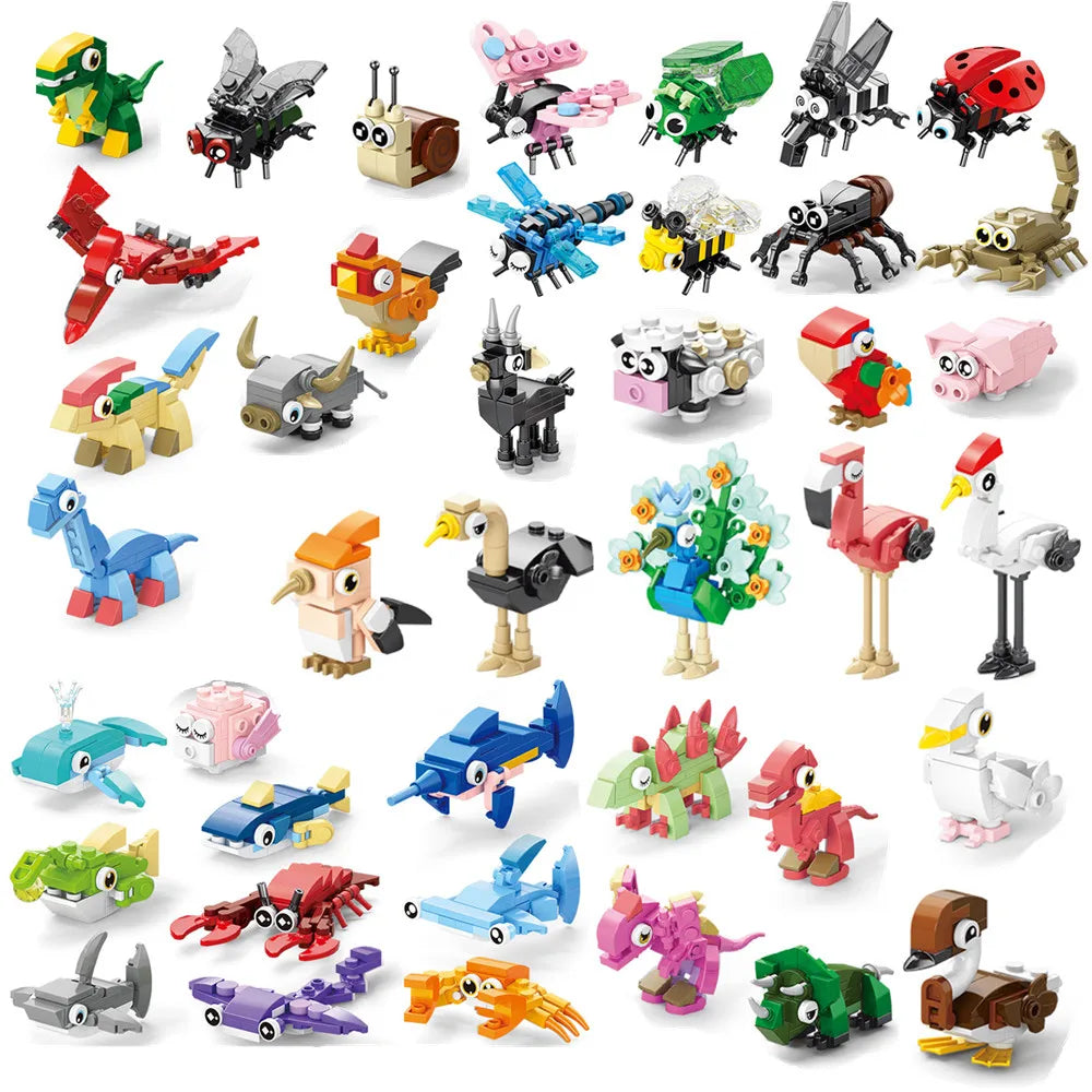 Insect World Animals Scorpion Mantis Ants Spider Birds Marine Animal Building Blocks Toys Desktop Ornaments Bricks Kids Gift Beauty World Shop