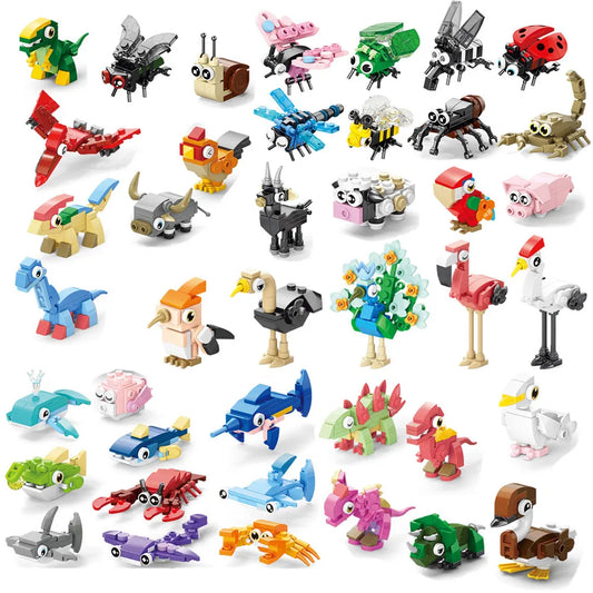 Insect World Animals Scorpion Mantis Ants Spider Birds Marine Animal Building Blocks Toys Desktop Ornaments Bricks Kids Gift Beauty World Shop