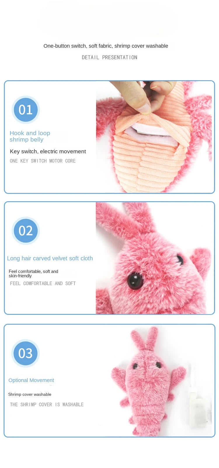 New Cat Toys Electric Lobster USB Rechargeable Simulation Jumping Shrimp Plush Electric Pet Teasing Cat Dogs Toys Pet Supplies Beauty World Shop