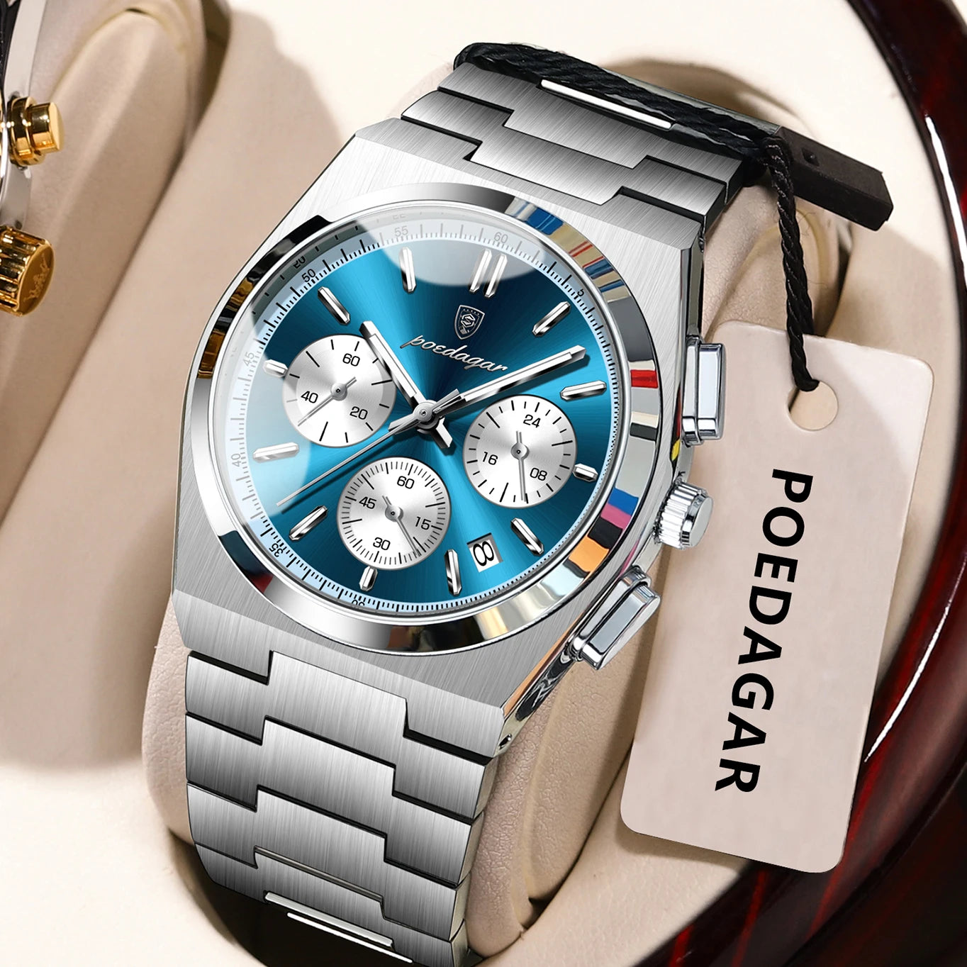 POEDAGAR Fashion Man Watches Chronograph Date Stainless Steel Casual Men Wristwatch Waterproof Luminous Men's Quartz Watch Reloj Beauty World Shop
