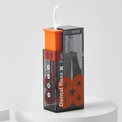 Portable Floss Dispenser Includes 10Pcs Floss Automatic Ejectable Floss Organiser Oral Care Press-on Disposable Flossing Sticks Beauty Fashion