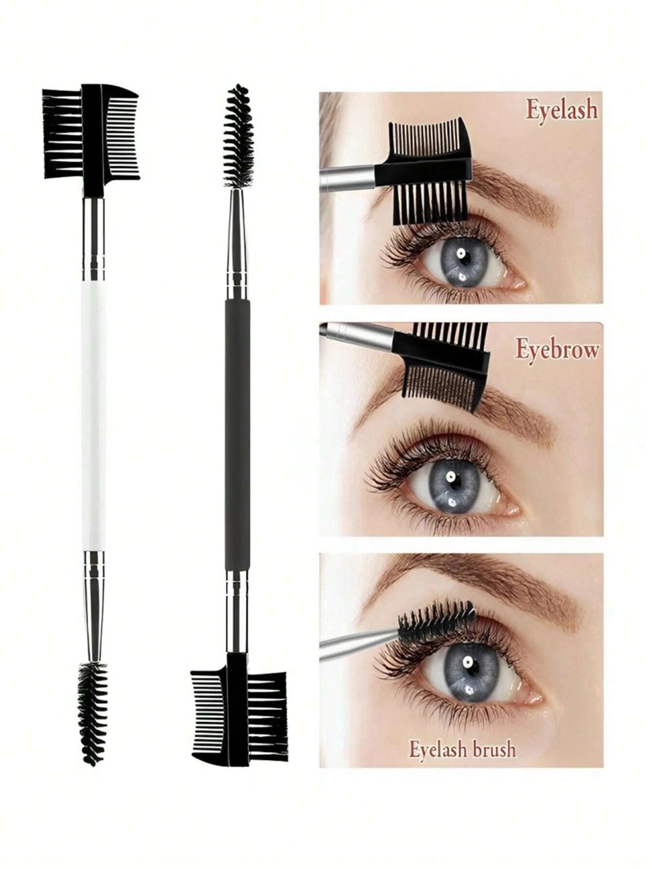1/2/5PCS 3 Head Eyebrow Eyelash Shaper Double Head Brush Makeup Grooming Tool Cosmetic With 3 Different Spoolie Brushes Beauty World Shop