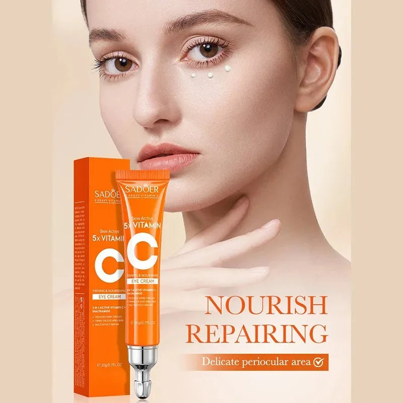 SADOER Vitamin C Eye Cream Anti Dark Circles Eyes Bags Remover Moisturizing Brightening Firming Skin Care Products for Eyes Beauty World Shop