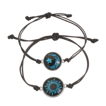 Romantic Luminous Sun Moon Couple Bracelets for Women Men Handmade Braided Rope Matching Bracelet Valentine's Day Jewelry Gifts Beauty World Shop