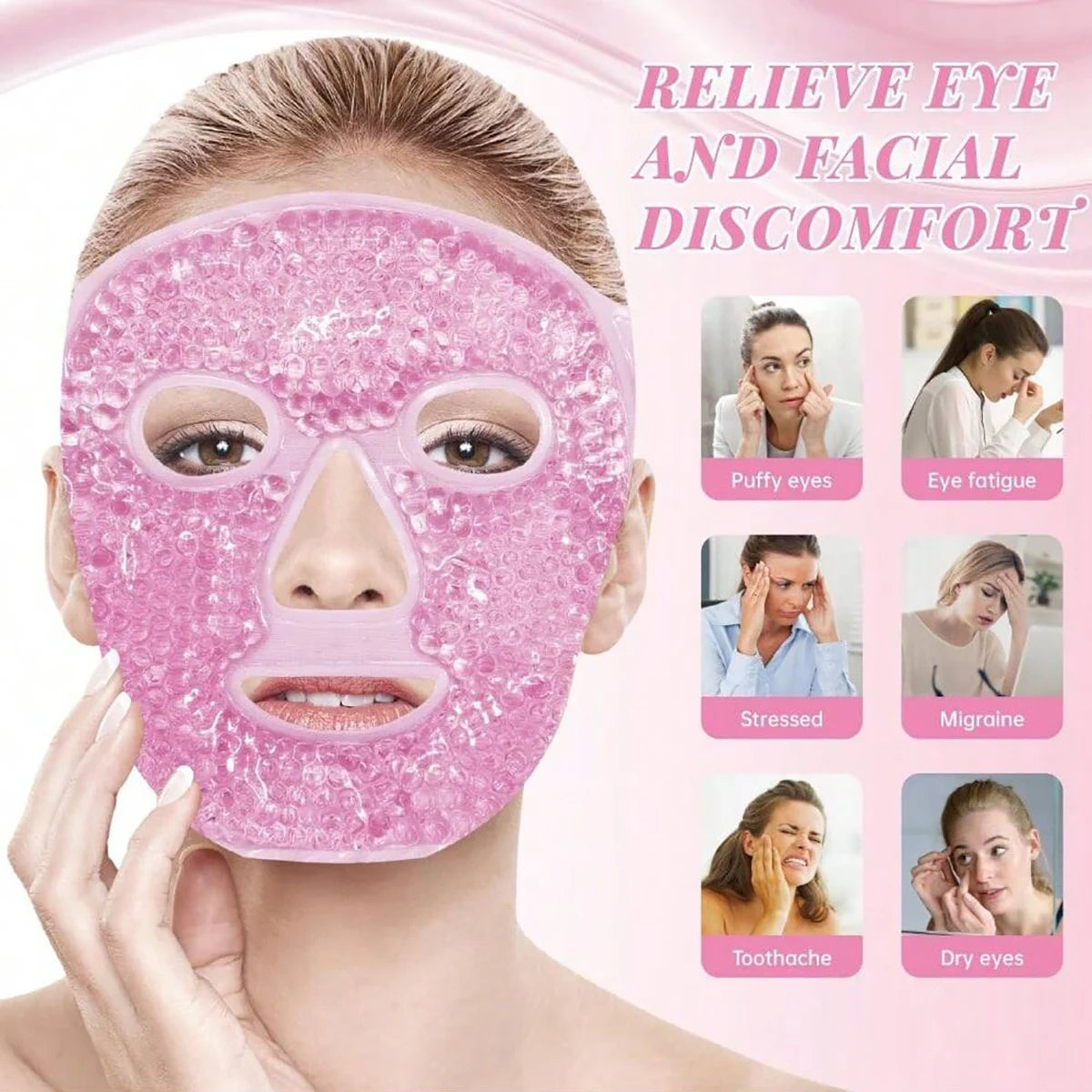 Facial and Eye Mask Ice Pack - Reduces facial puffiness, dark circles. Gel bead-shaped hot and cold packs for facial care before Beauty World Shop