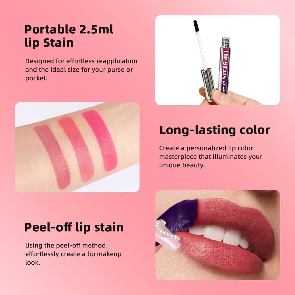 Peel Off Lip Stain Reveal Long Lasting Waterproof Pink Lip Tint Transfer Proof Non-stick Cup Natural Lip Stain Women's Cosmetics Beauty World Shop