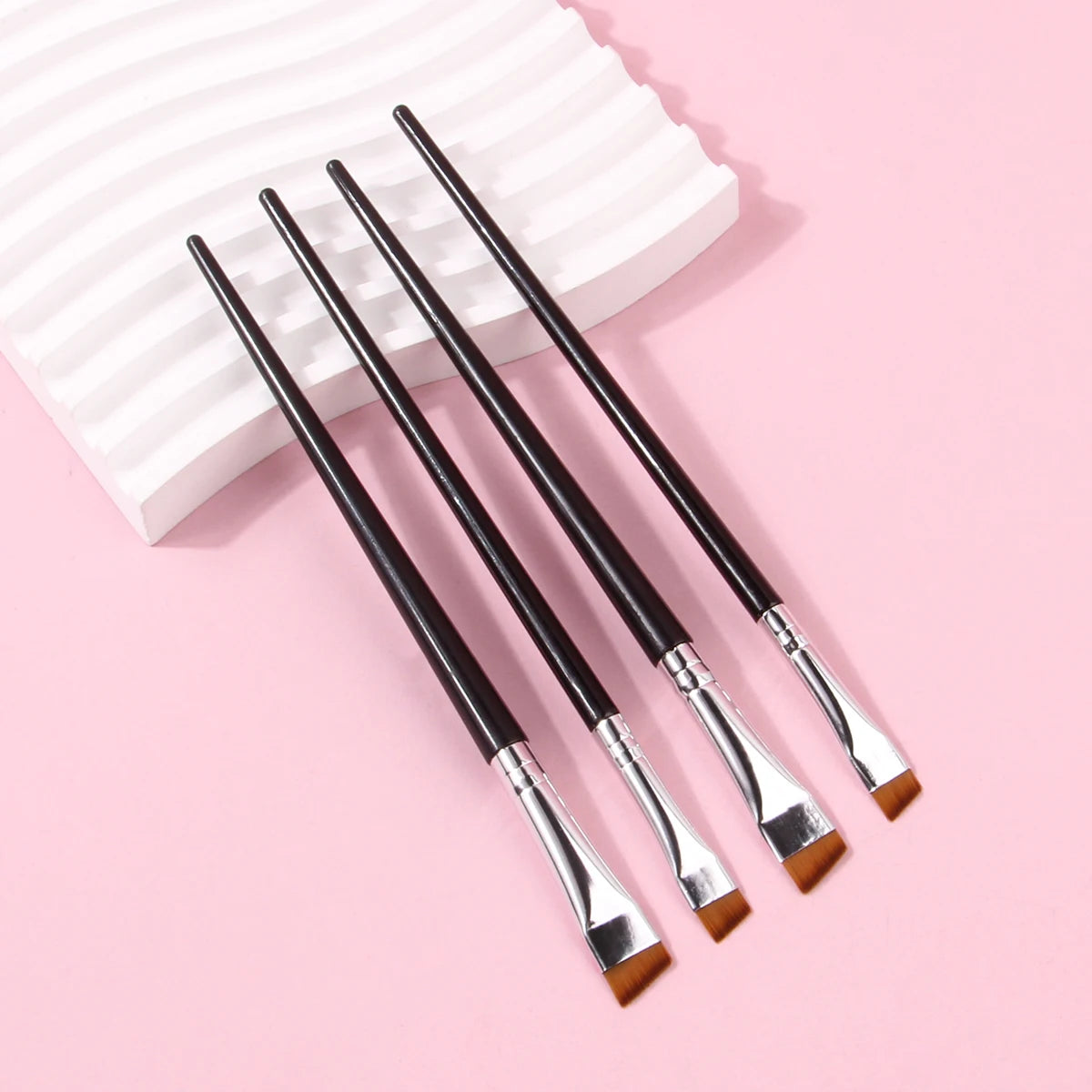 4PCS Liquid Eyeliner Brush Ultra Thin Fine Oblique Angle Flat Head Eyebrow Brush Beauty World Shop