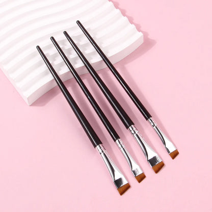 4PCS Liquid Eyeliner Brush Ultra Thin Fine Oblique Angle Flat Head Eyebrow Brush Beauty World Shop