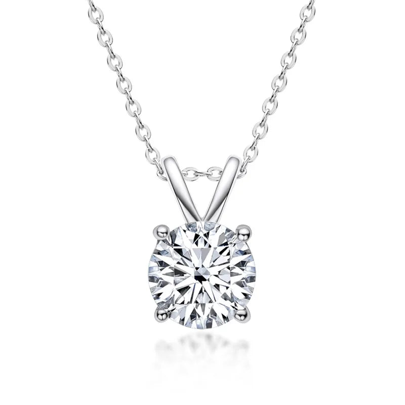 1 2 3 5 Carat Moissanite Necklace For Women Sterling Silver Plated D Color Diamond Engagement Wedding Necklace Fine Jewelry Beauty World Shop