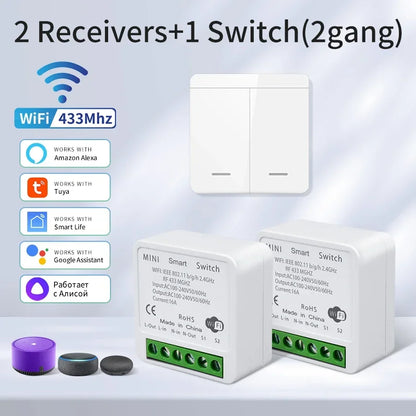 Tuya Smart WiFi Switch For Lighting RF 433MHz Wireless Switch Smart Life APP Voice Control Work With Alice Alexa Google Home Beauty World Shop