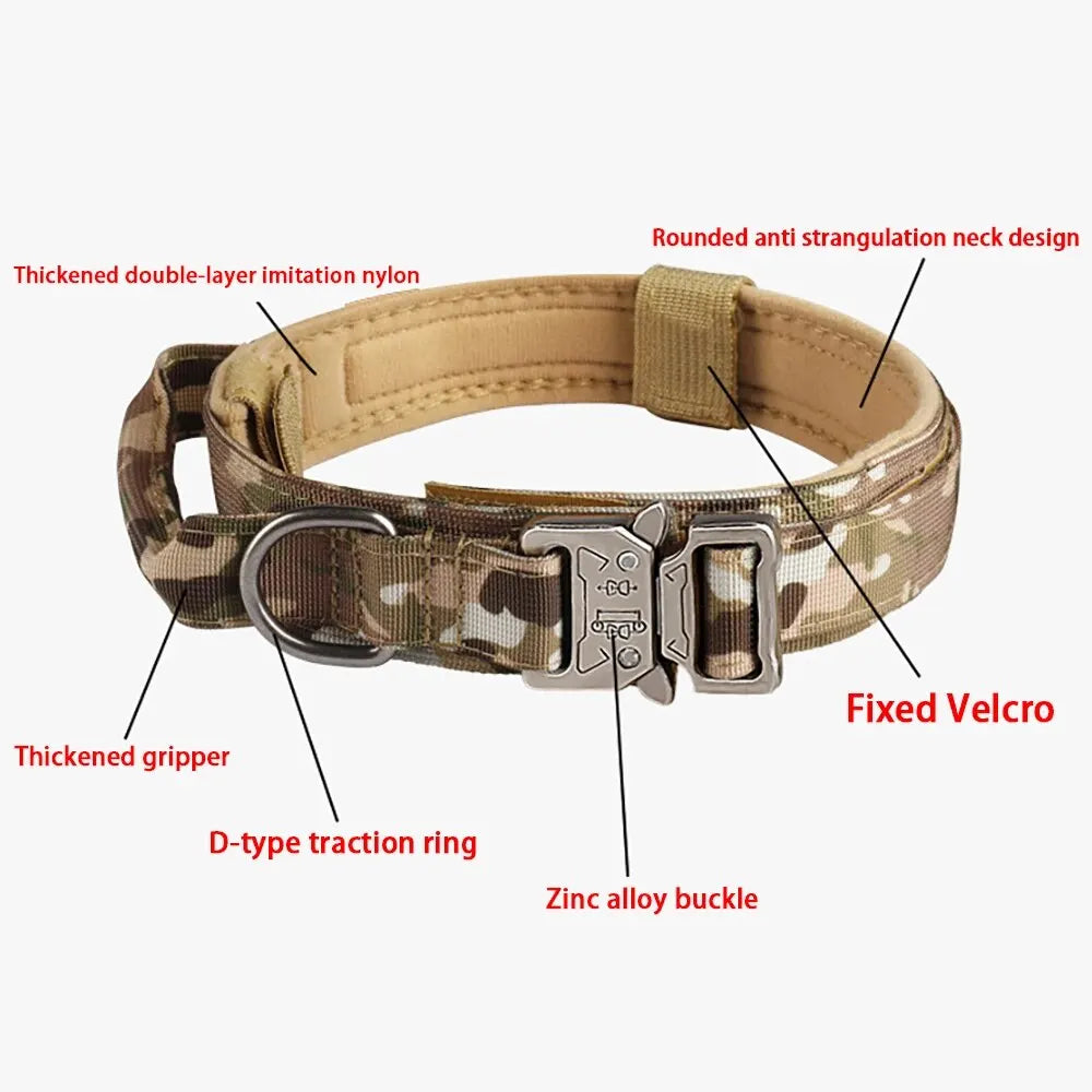 Pet Products Outdoor Tactical Dog Collar Metal Buckle Breathability Nylon Collar Medium and Large Dog Training Neck Collar Dog Beauty World Shop