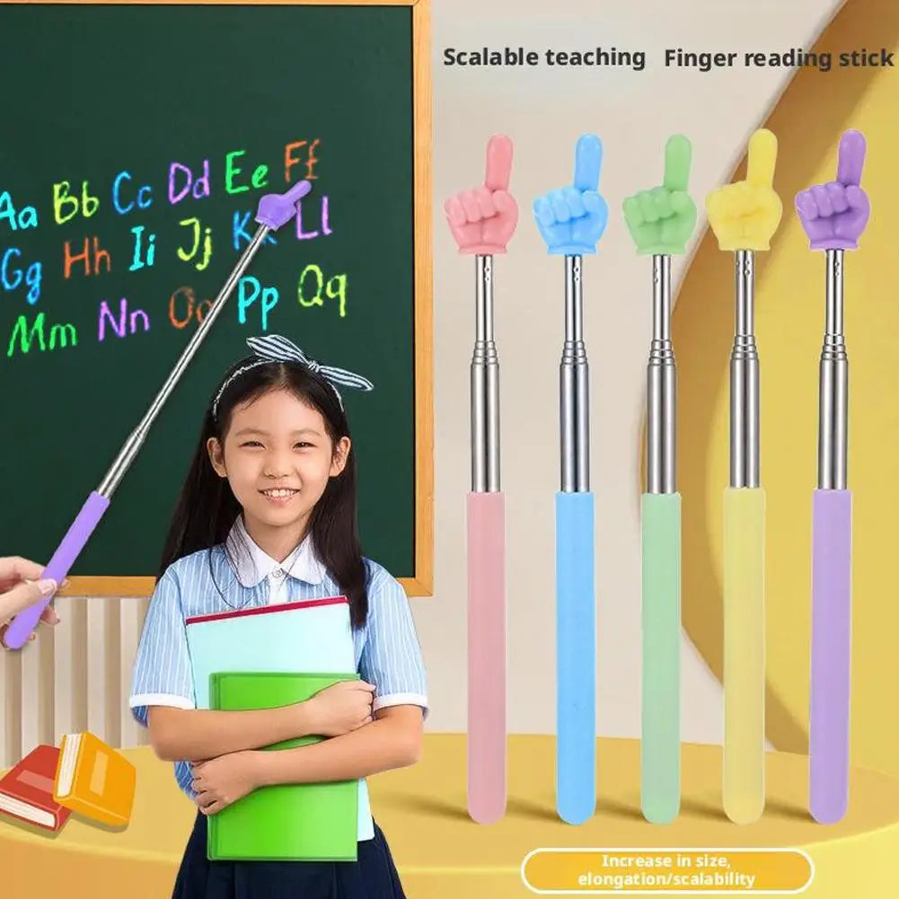 Steel Teaching Pointer Telescopic Rod Finger Design Teaching Stick Finger Reading Sticks Tools School Office Supplies Beauty World Shop