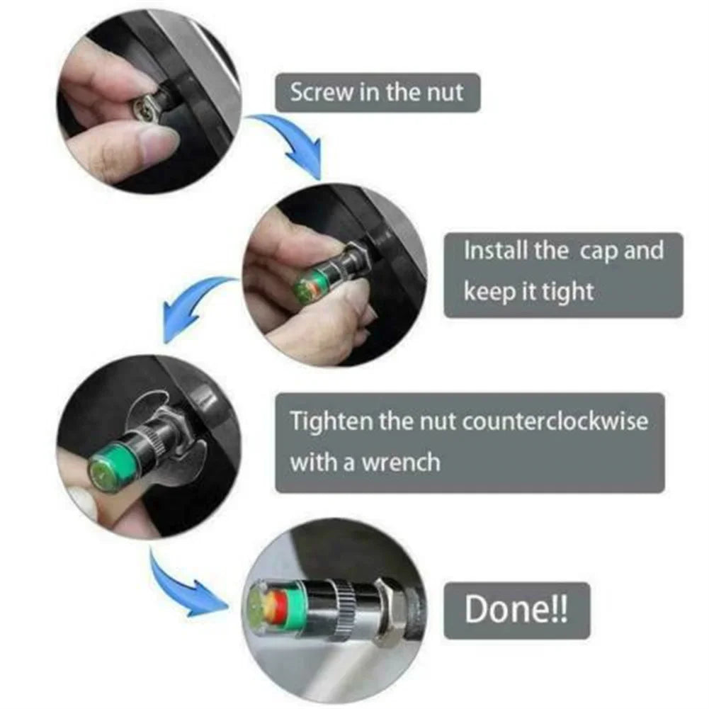 NEW 4pcs Car Tire Pressure Indicator Gauge Alert Monitoring Valve Cap Sensor External Detection Beauty World Shop