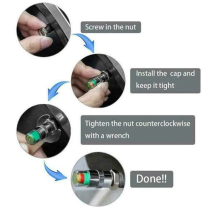 NEW 4pcs Car Tire Pressure Indicator Gauge Alert Monitoring Valve Cap Sensor External Detection Beauty World Shop