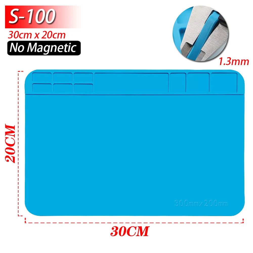 Soldering Station Mat Silicone Work Mat Heat Resistant 932°F Anti-Static Magnetic Mat for Electronic Phone Laptop Watch Repair Beauty World Shop