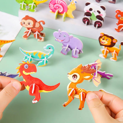 30pcs 3D Jurassic Dinosaur Cute Animals Enlightenment Paper Puzzle Puzzle Puzzle Cartoon Learning Education Puzzle Christmas Toy Beauty World Shop