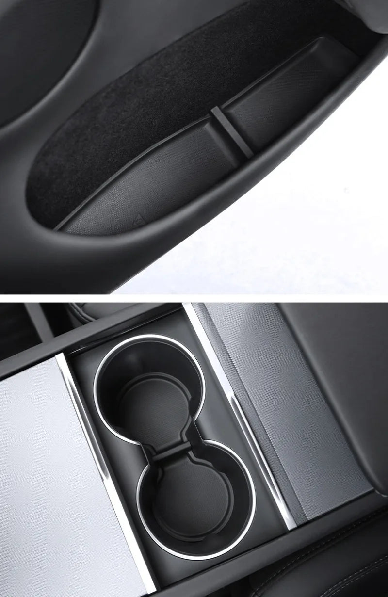 For Tesla Model Y Juniper 2025 Car Door Storage Pad 5PCS TPE Central Control Water Cup Holder Mat Organizer Tray Car Accessories Beauty World Shop
