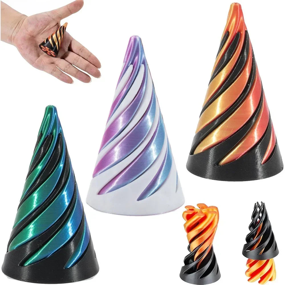 3D Printed Spiral Cone Toy Impossible Pyramid Passthrough Sculpture Pass Through Pyramid Toy Mini Vortex Thread Illusion Beauty World Shop