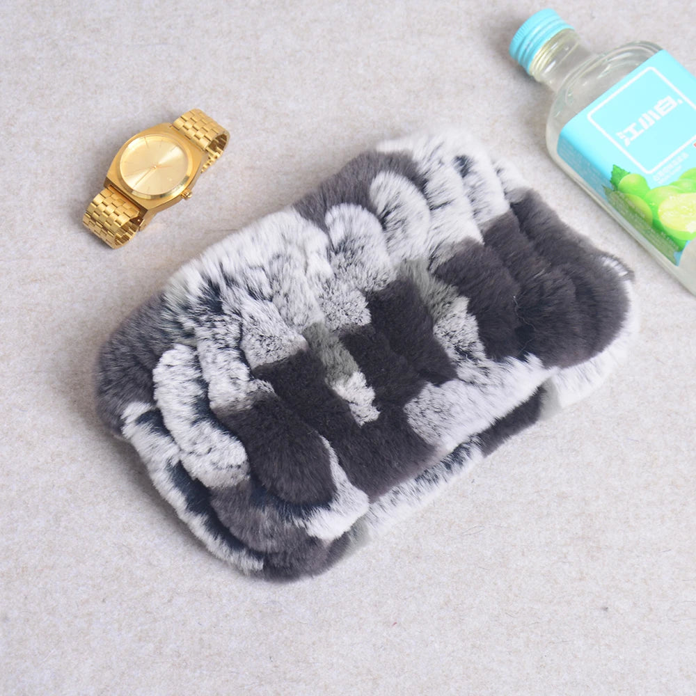 Women Handmade Stretch 100% Real Rabbit Fur Scarf Knit Genuine Rex Rabbit Fur Headbands Girls Natural Rabbit Fur Ring Scarves Beauty World Shop