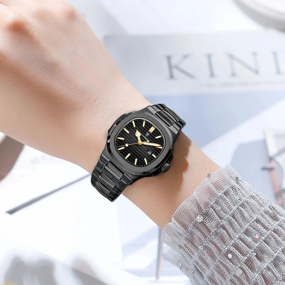POEDAGAR Trendy Women’s Wristwatch Stainless Steel Date Quartz Ladies Watch Waterproof Luminous Original Watches For Woman Reloj Beauty World Shop