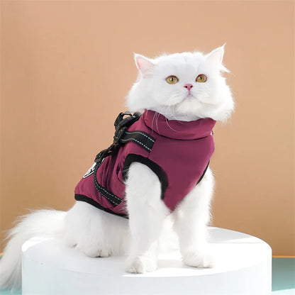 Thick and Warm Waterproof Pet Clothes Dog and Cat Cotton Coats Winter Chest and Back Cat Cotton Vests Dog Supplies