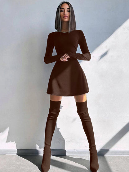 Women's Sexy Club Long Sleeve Mini Bodycon Dress Suitable For Nightclub, Family Party, Vacation, Leisure Beauty World Shop