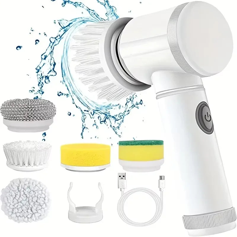 Electric Spin Scrubber, Bathroom Cordless Cleaning Brush Power Scrubber with 5 Replaceable Brush Heads, Electric Cleaning Brush Beauty World Shop
