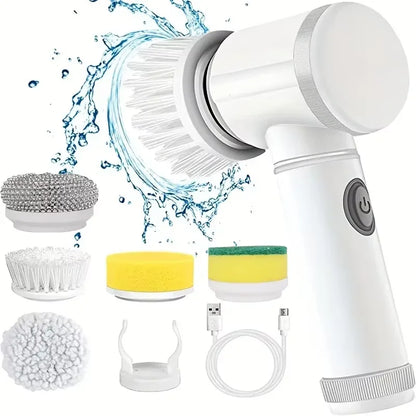 Electric Spin Scrubber, Bathroom Cordless Cleaning Brush Power Scrubber with 5 Replaceable Brush Heads, Electric Cleaning Brush Beauty World Shop