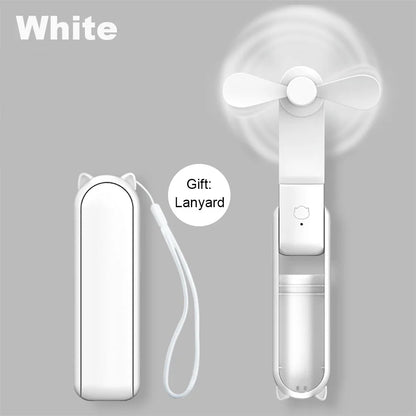 Portable Mini Handheld Fan Small Pocket Fan USB Rechargeable Battery Fan Folding Cooling Hand Fan Mini USB Fan with Power Bank Beauty World Shop