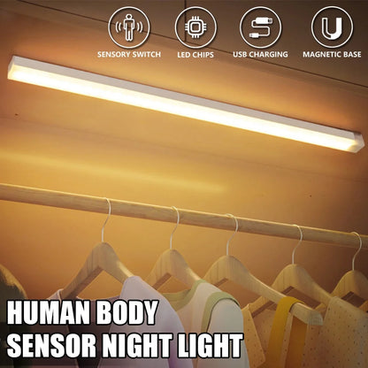 LED Motion Sensor Light Wireless LED Night Light Type C Rechargeable Light Cabinet Wardrobe Lamp Staircase Backlight For Kitchen Beauty Fashion